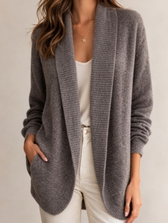 Barefoot Dreams Sweaters - Barefoot Dreams CozyChic Lite Circle Cardigan M Carbon Grey Open Front Minimalis